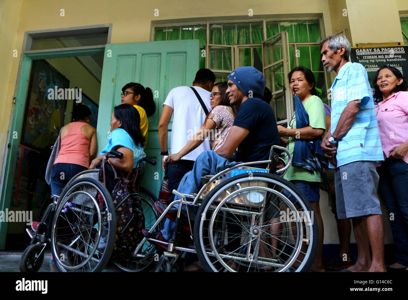 Philippines. 09th May, 2016. A person with disability (PWD) inline to
