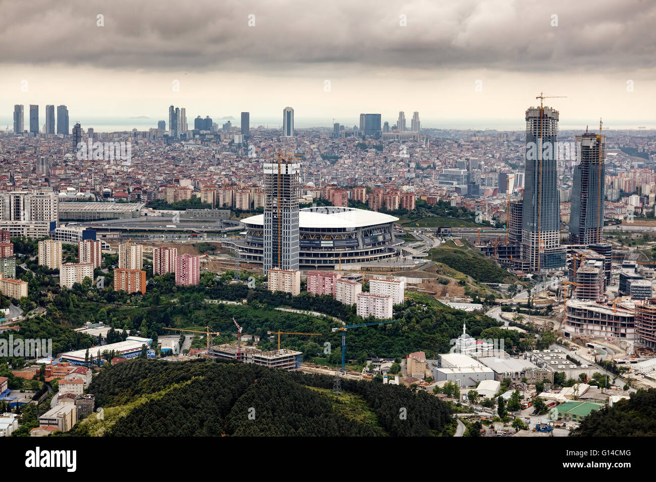 Hatay, Turkey - April 21, 2016 : Istanbul from air Stock Photo