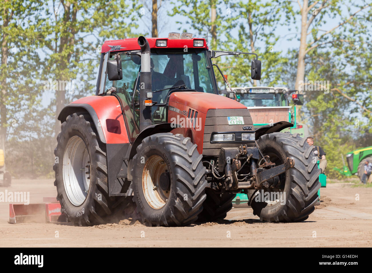 GRIMMEN/ GERMANY - MAY 5: german case puma cvx 150 tractor drives on track on a motortechnic festival on may 5, 2016 in grimmen Stock Photo