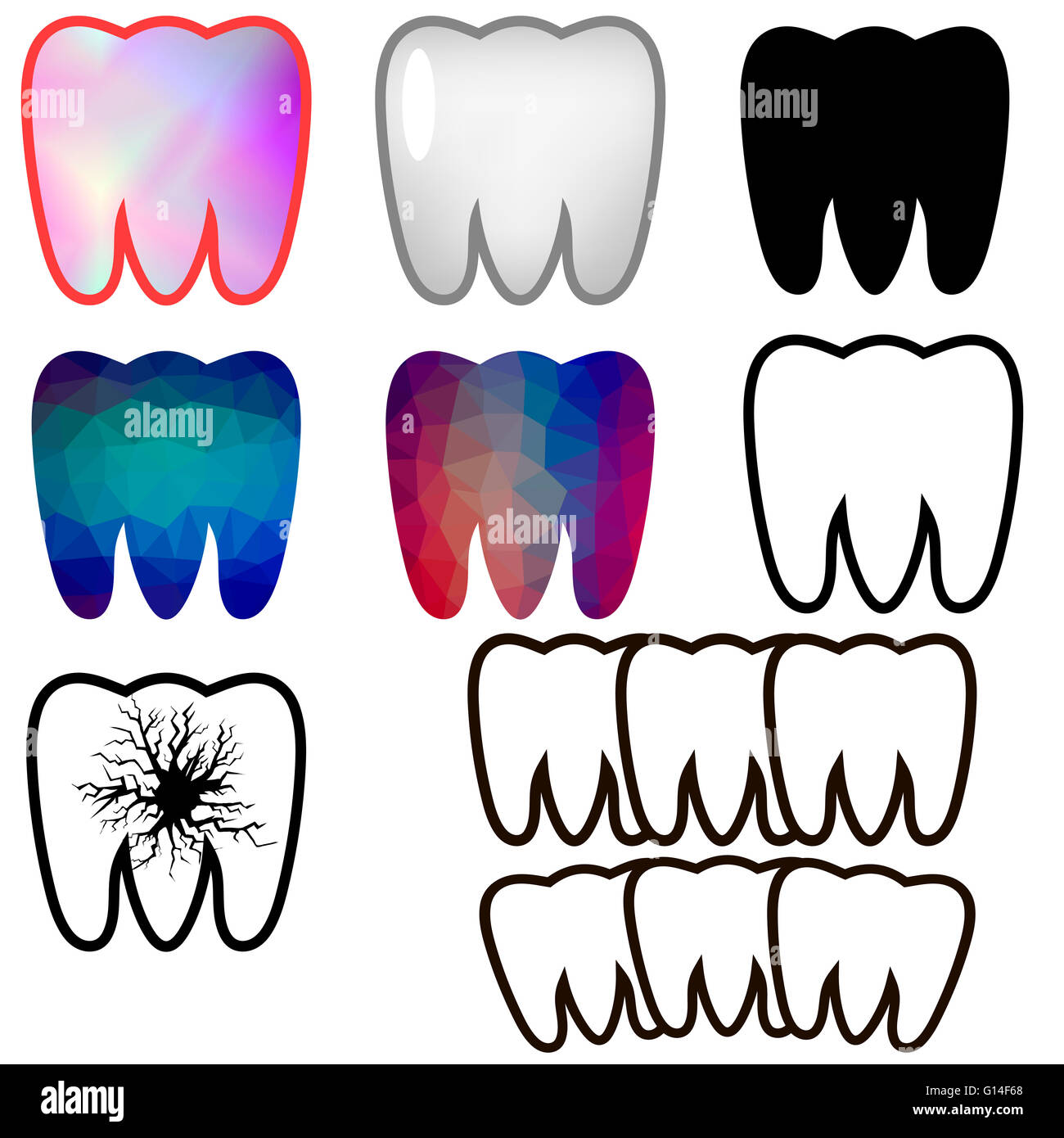Teeth Color Types Rotten Set of Rotten Teeth and Healthy Stock Photo - Alamy