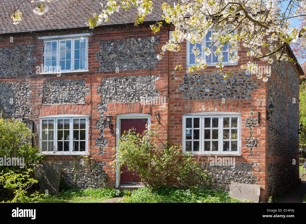 Flint house in High Street, Chinnor, Oxfordshire, England, United