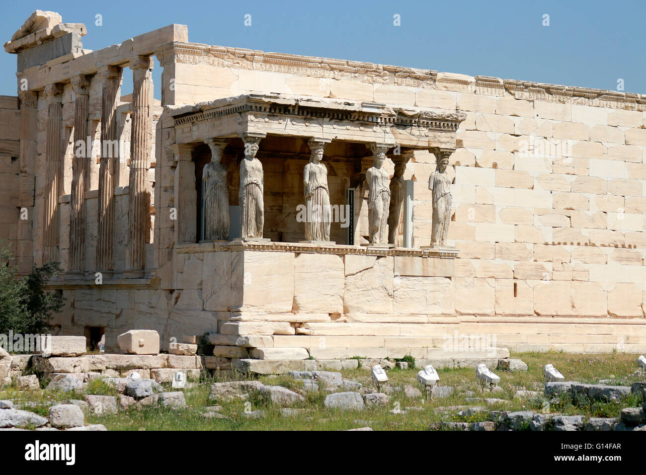 Karyatiden, Erechtheion, Akropolis, Athen, Griechenland. Stock Photo