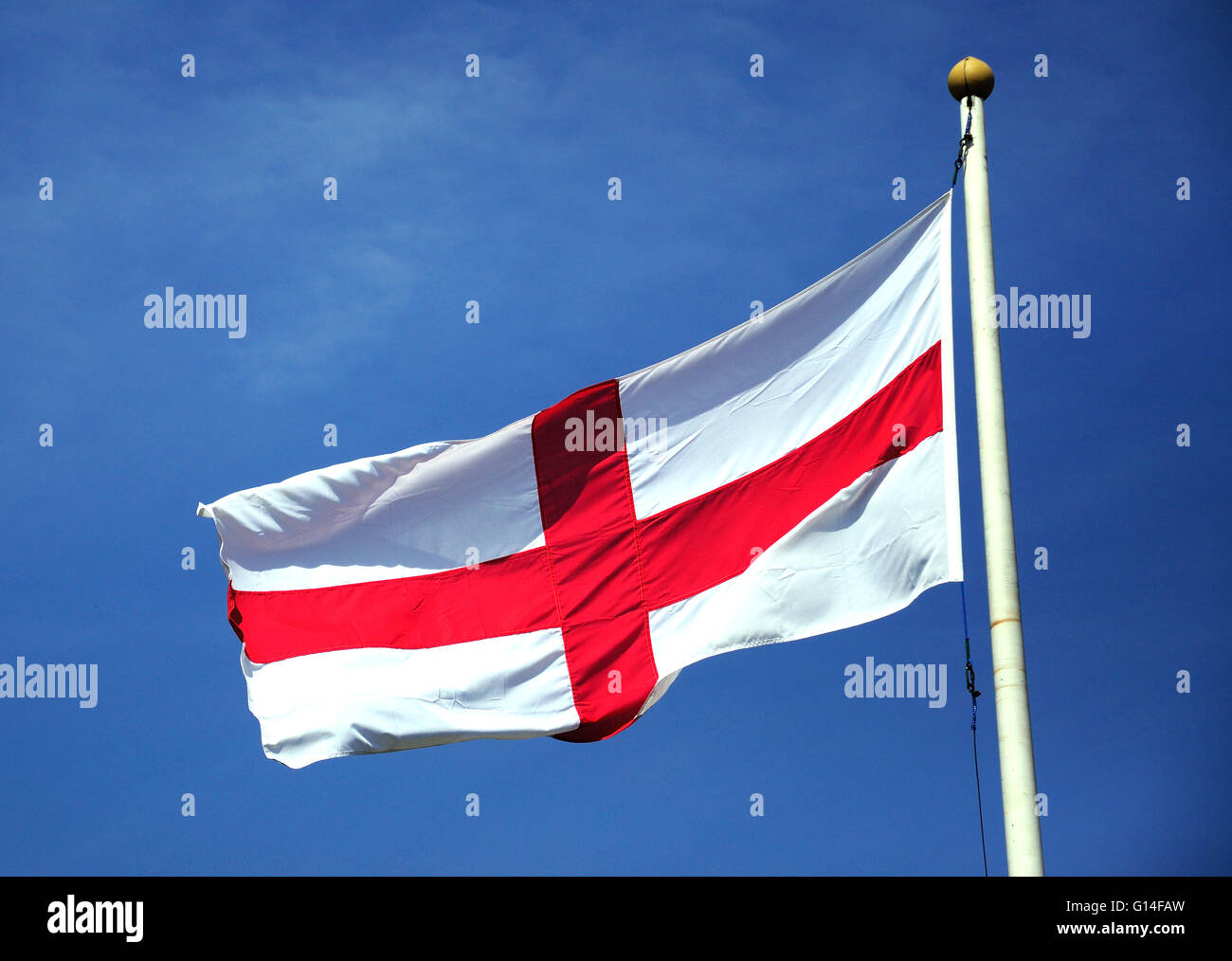 Flag of England on village green, Datchet, Berkshire, England, United Kingdom Stock Photo