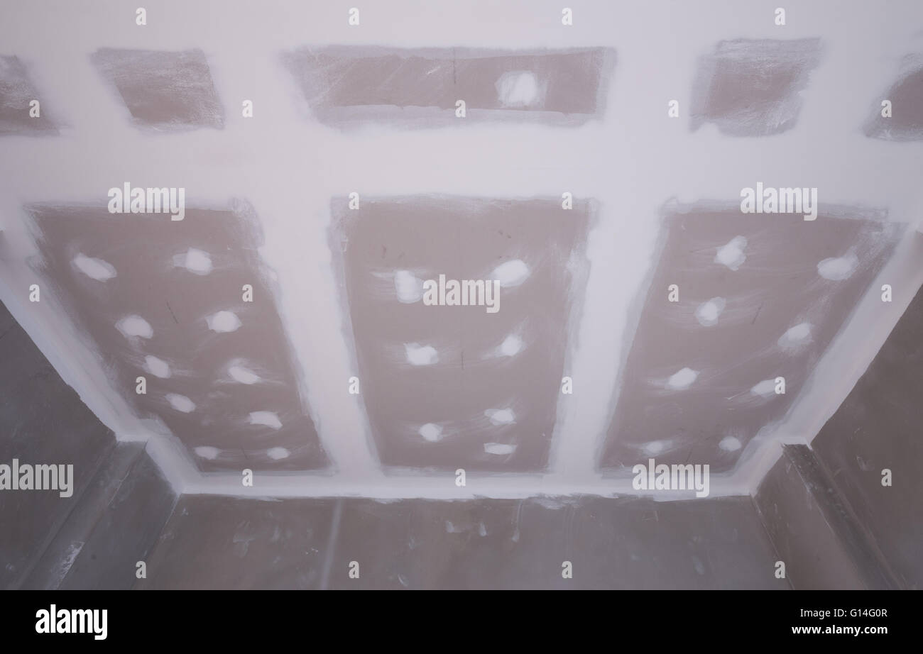 Gypsum Board Ceiling House Construction Stock Photos