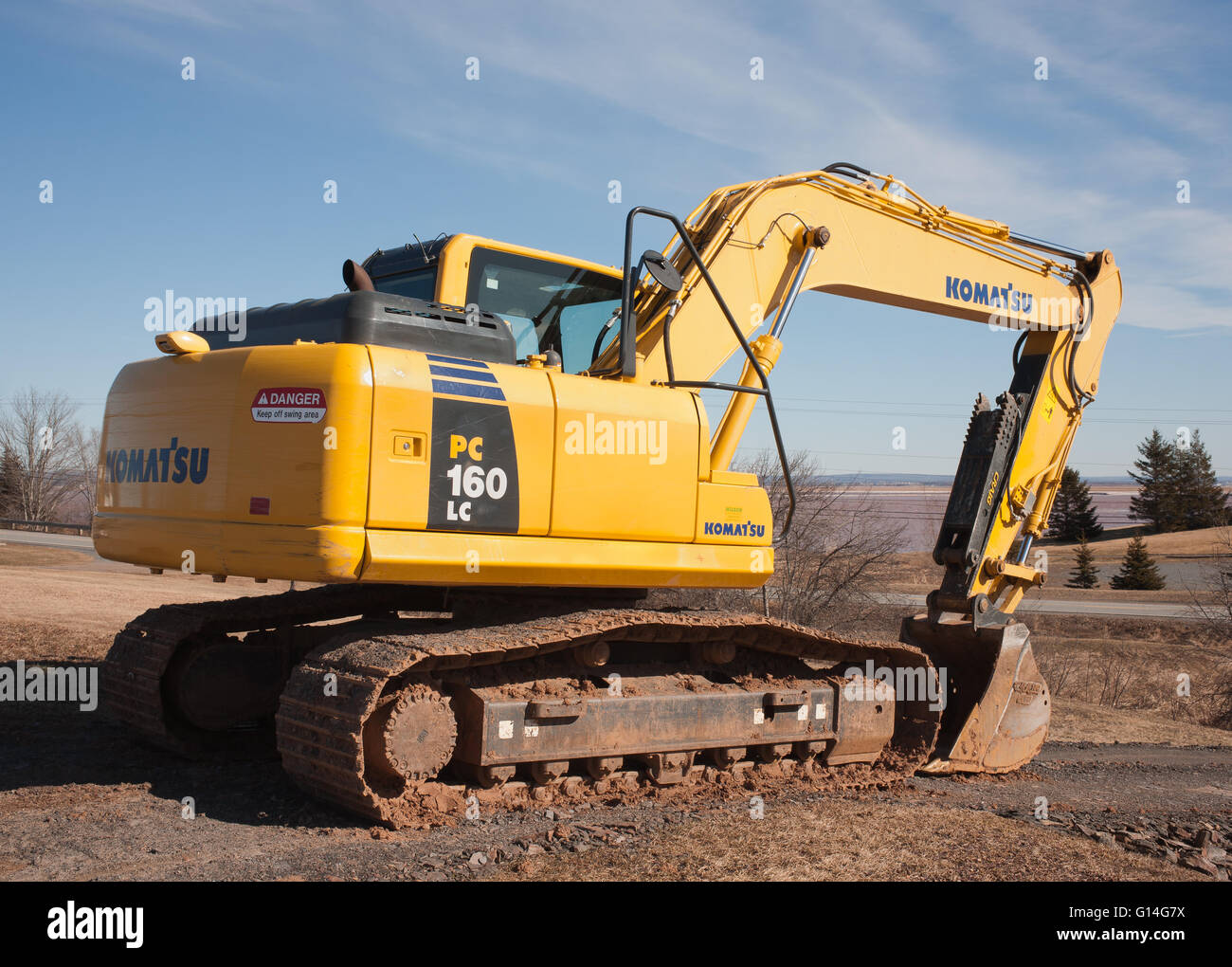 MAITLAND, CANADA - MARCH 04, 2016: Komatsu is a Japanese corporation manufacturing heavy, industrial and military equipment. Stock Photo