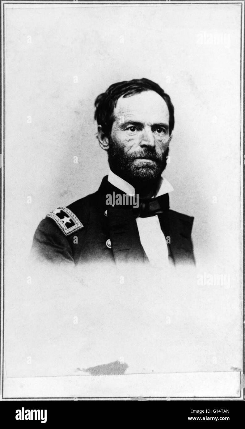William Tecumseh Sherman (February 8, 1820 - February 14, 1891) was an American soldier, businessman, educator and author. He served as a General in the Union Army during the American Civil War (1861-65), for which he received recognition for his outstand Stock Photo