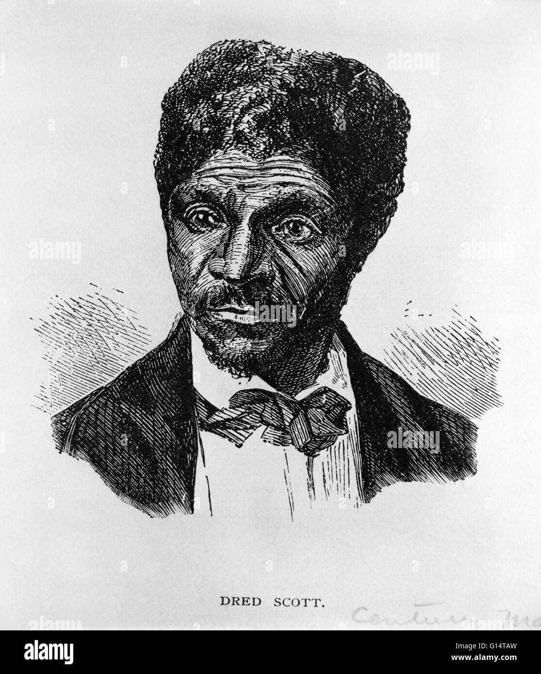 Dred Scott (1795-1858), was an African-American slave who unsuccessfully sued for his freedom and that of his wife and their two daughters in the Dred Scott v. Sandford case of 1857, known as 'the Dred Scott Decision.' His case was based on the fact that Stock Photo