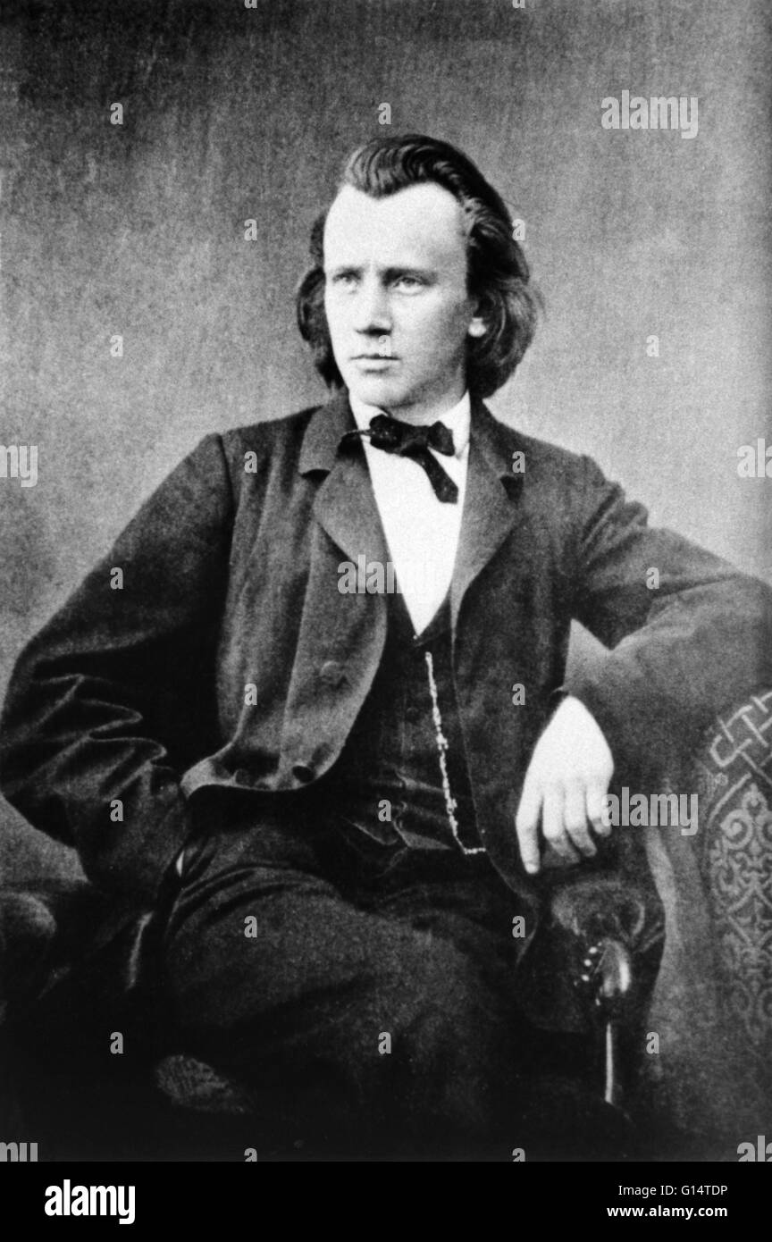 Johannes Brahms (May 17, 1833 - April 3, 1897) was a German composer and pianist, and one of the leading musicians of the Romantic period. Brahms spent much of his professional life in Vienna, Austria, where he was a leader of the musical scene. In his li Stock Photo