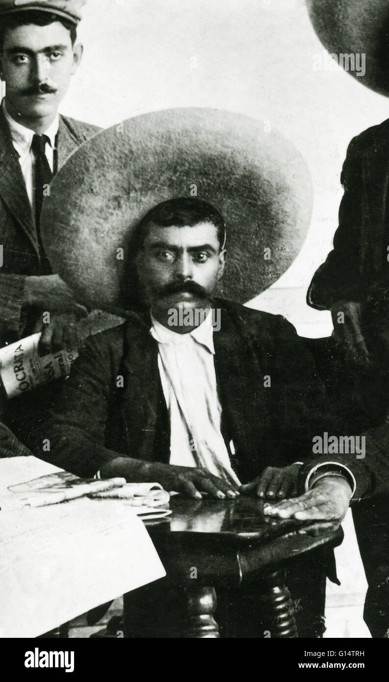 Emiliano Zapata Salazar (August 8, 1879 - April 10, 1919) was a Mexican revolutionary. The Mexican Revolution was a major armed struggle that started in 1910, with an uprising led by Francisco Madero against longtime autocrat Porfirio Díaz, and lasted unt Stock Photo