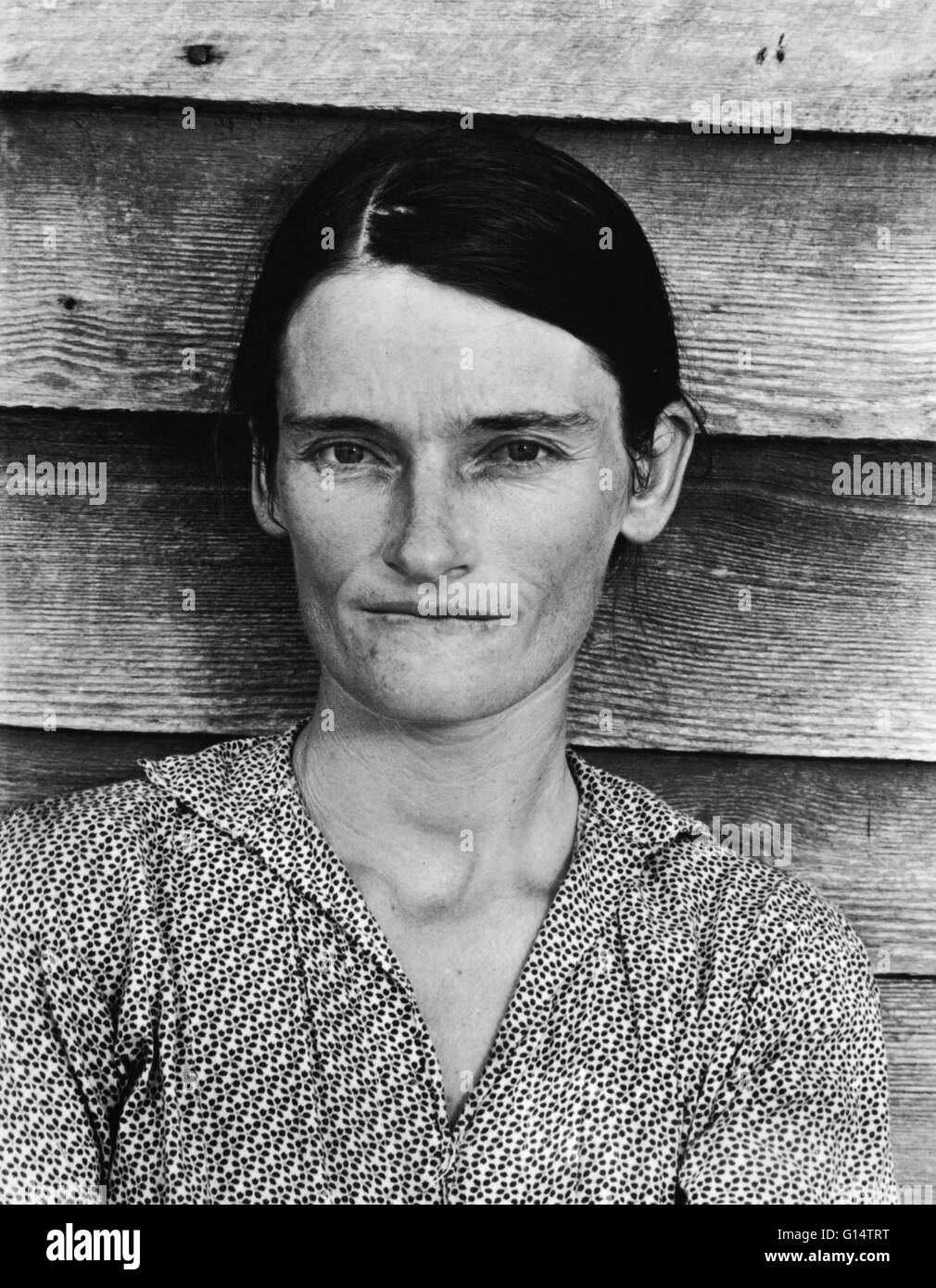 Walker Evans' portrait of Allie Mae Burroughs, the wife of a cotton sharecropper, became an emblem of the Great Depression. Stock Photo