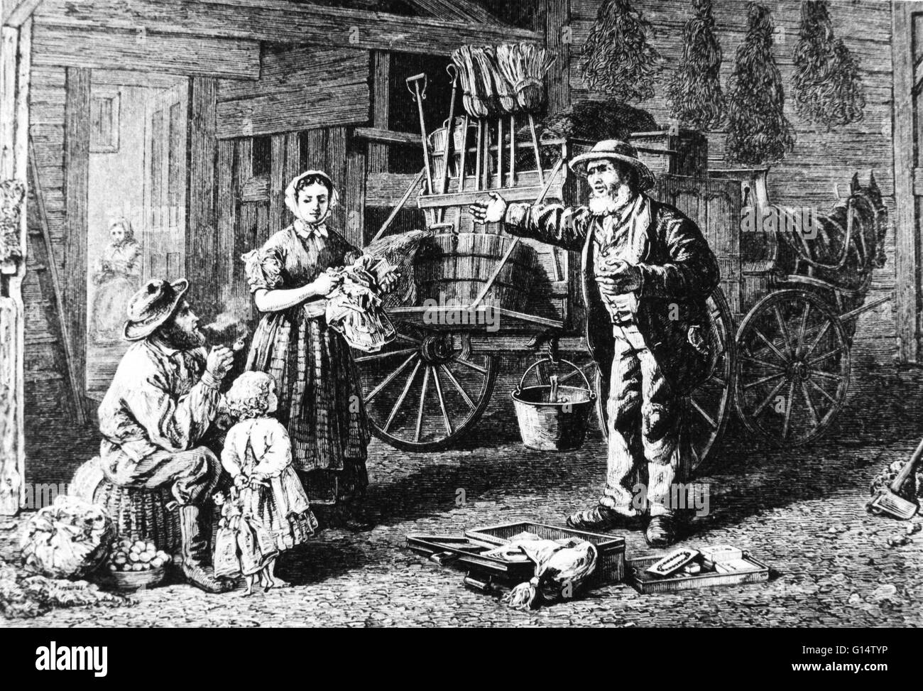 Illustration of a Yankee Peddler. Stock Photo