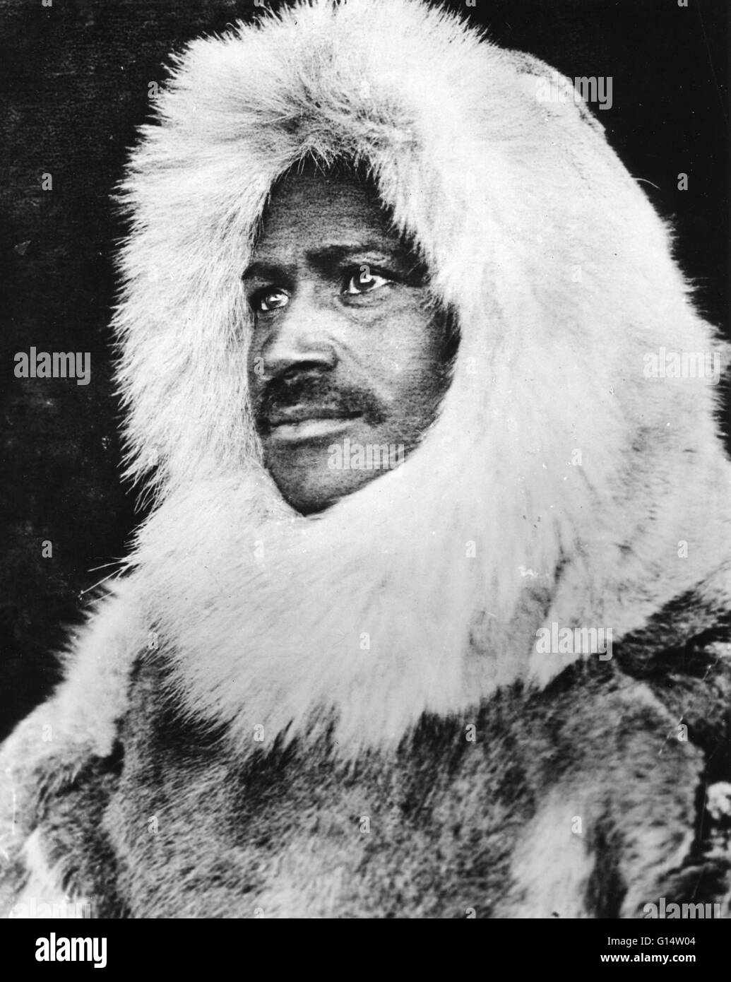 Matthew Henson, (1866-1955) Peary's companion, was the only other American besides Peary to reach the North Pole. All others were sent back by Peary before the North Pole was reached. Stock Photo