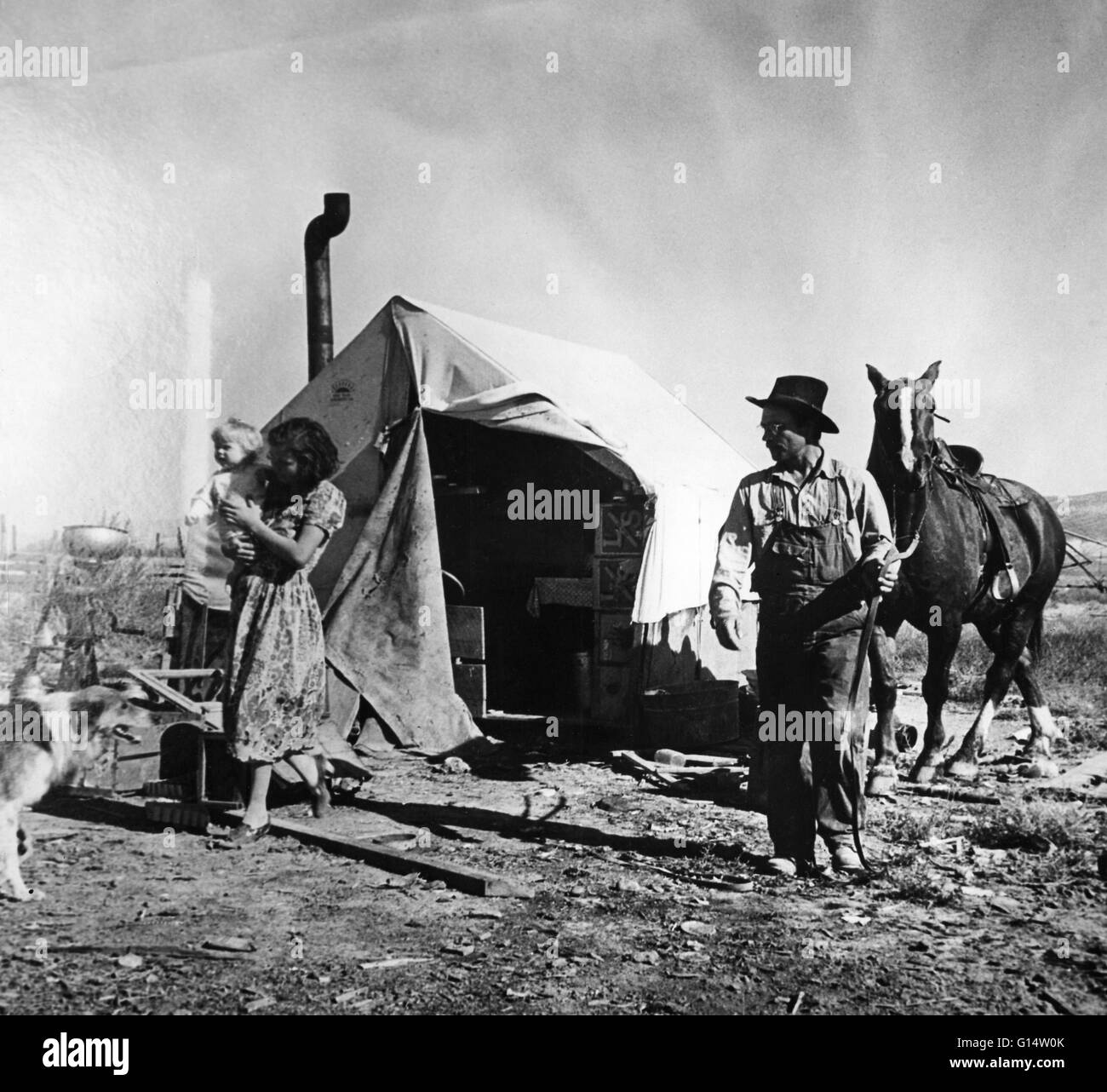 Migrant Workers during the Great Depression. Stock Photo