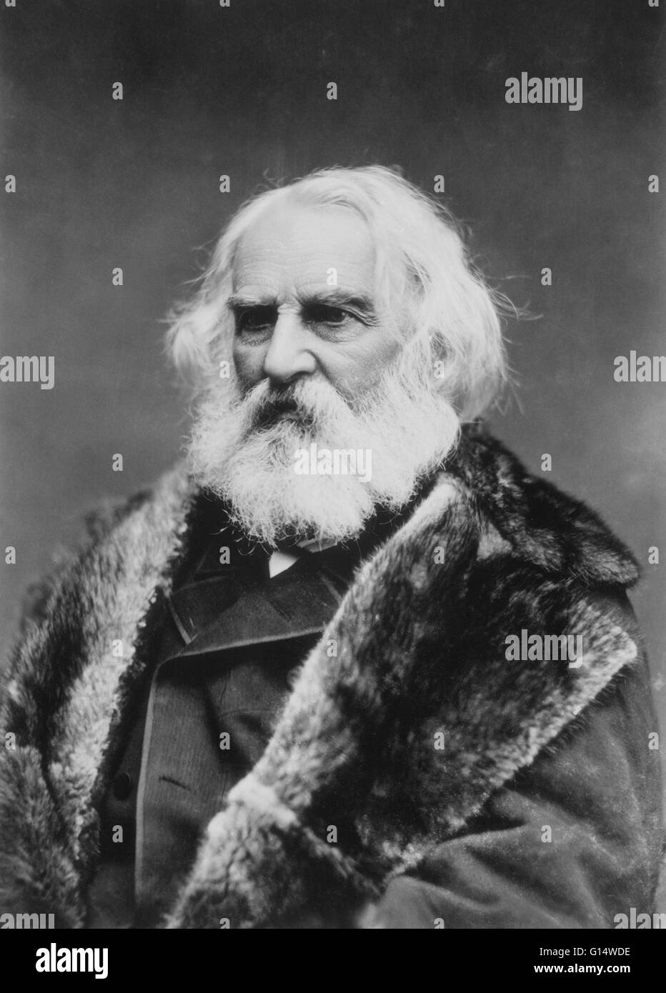 Portrait of the American poet Henry Wadsworth Longfellow (February 27, 1807 - March 24, 1882), author of 'Paul Revere's Ride.' Stock Photo