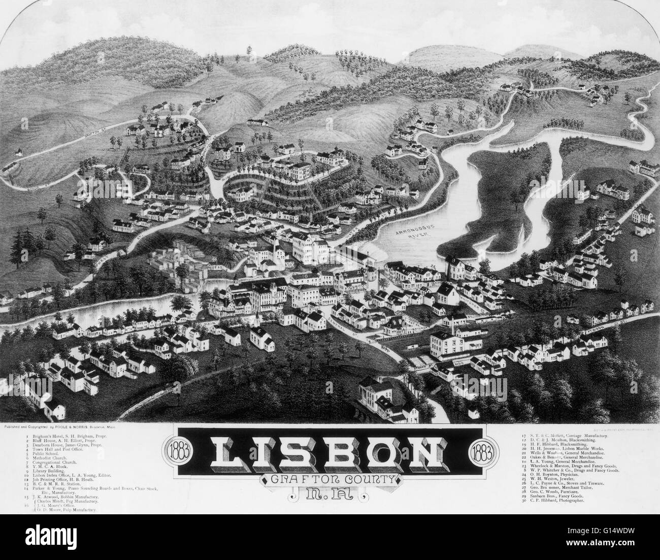 Lisbon, New Hampshire. Lithograph, 1883 Stock Photo Alamy