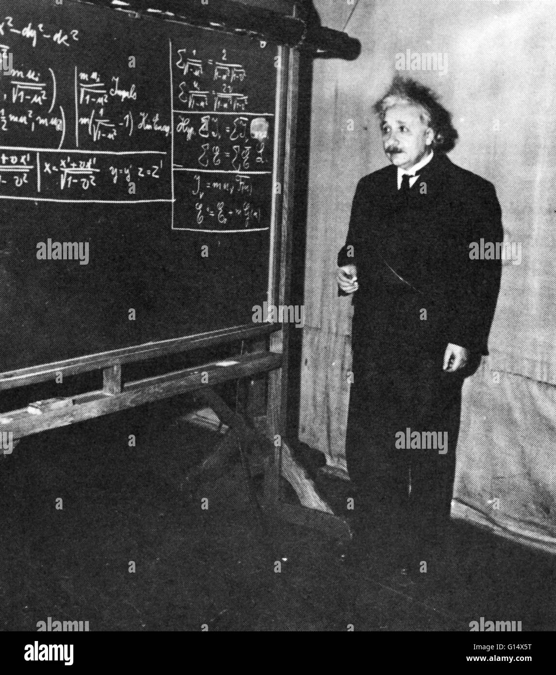 Undated photo of Einstein at Princeton University. Albert Einstein (March 14, 1879 - April 18, 1955) was a German-born theoretical physicist who developed the general theory of relativity, effecting a revolution in physics. Einstein is often regarded as t Stock Photo