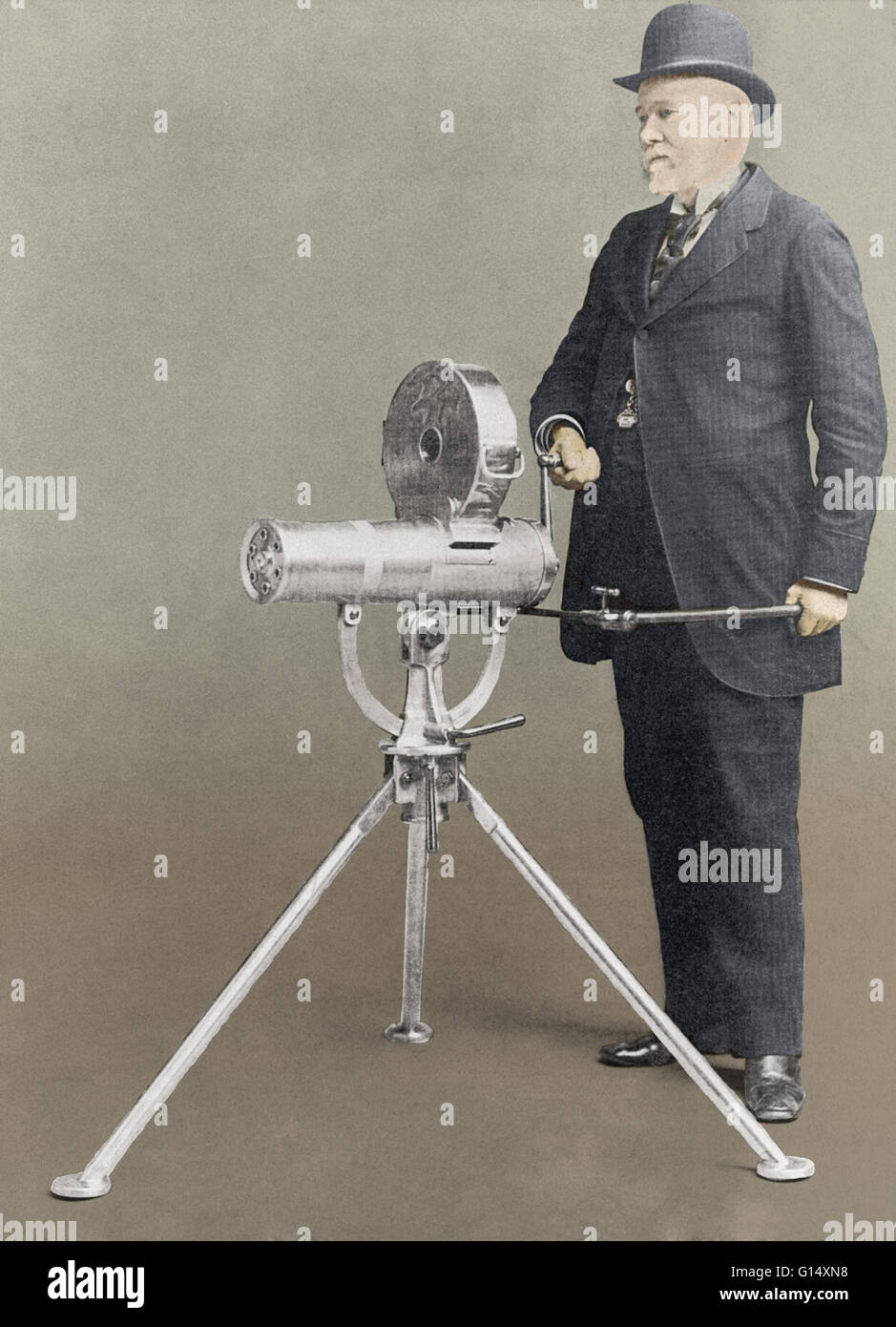 Richard Jordan Gatling (September 12, 1818 - February 26, 1903) was an American inventor. While being most known for inventing the Gatling Gun, Gatling invented and patented a number of other inventions. His inventions include a screw propeller and a whea Stock Photo