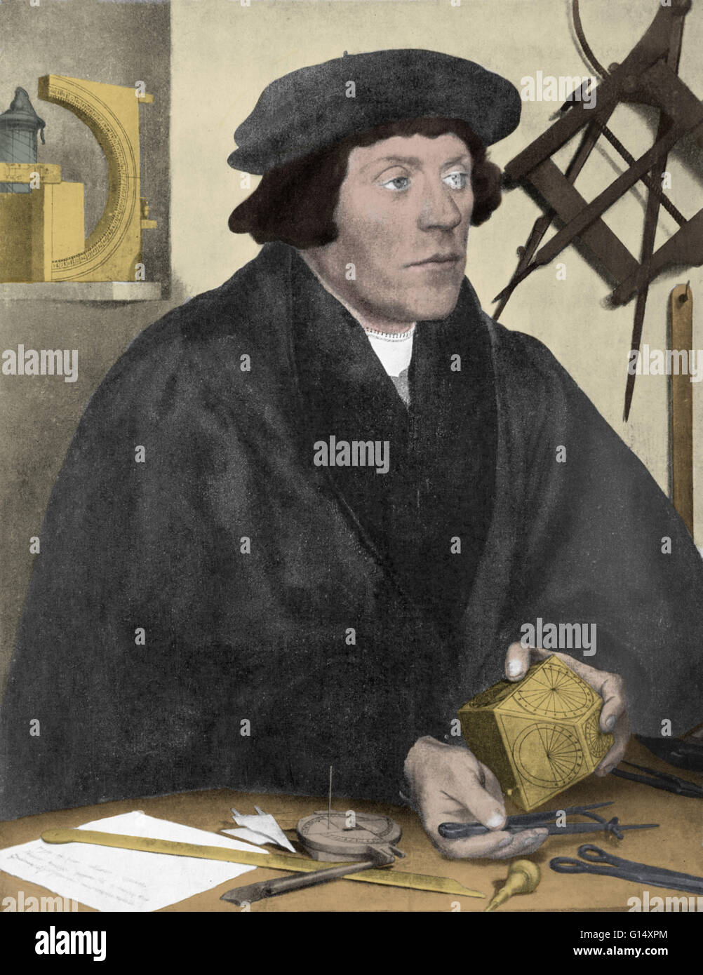 Nicholas Kratzer (1487 - 1550) was a German mathematician, astronomer, and horologist (the study of time). Kratzer came to England in 1516 and established himself as part of the artistic and scientific circle around Sir Thomas More. He tutored More's chil Stock Photo