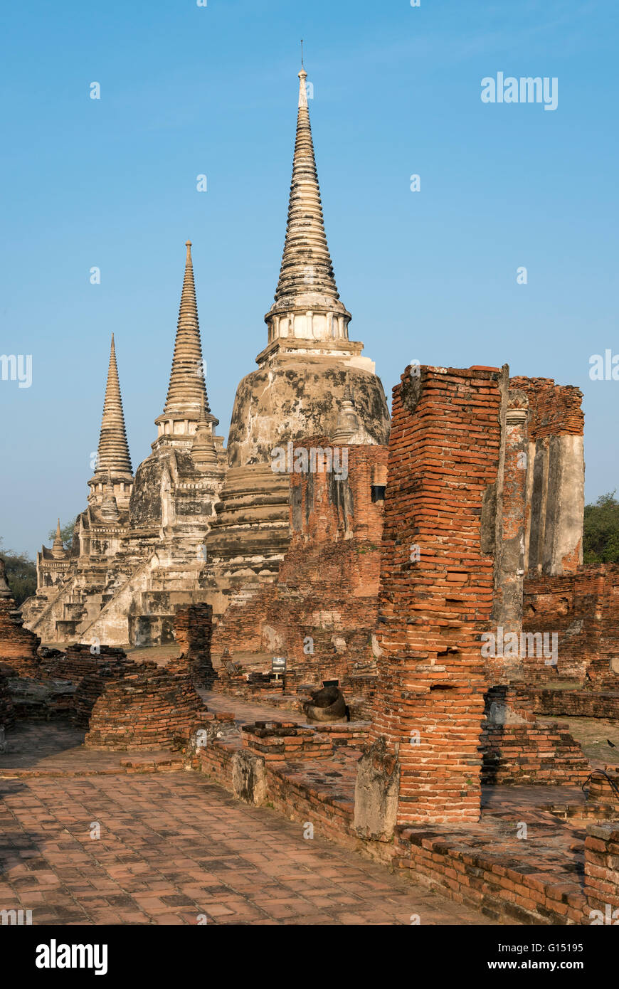 Three chedis (stupas) at Wat Phra Si Sanphet, Ayutthaya, Thailand Stock Photo