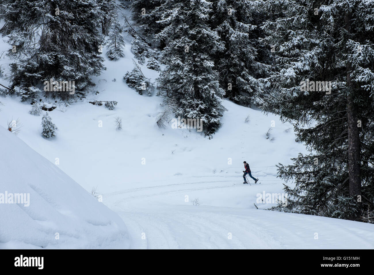 Ski touring in the Alps, Stubai, Austria Stock Photo