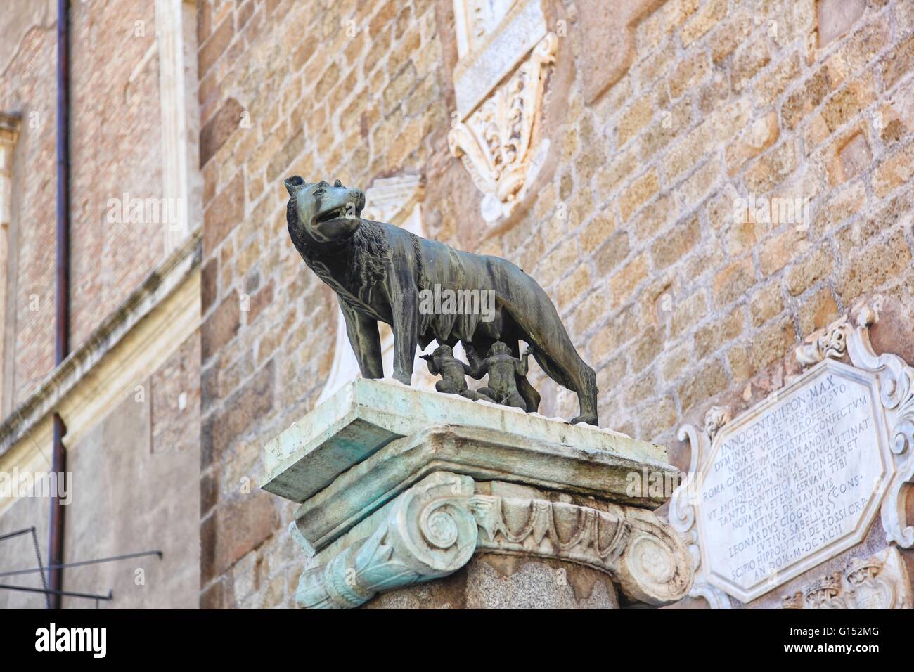 Statue of the Capitoline shewolf, suckling Romulus and Remus, Rome