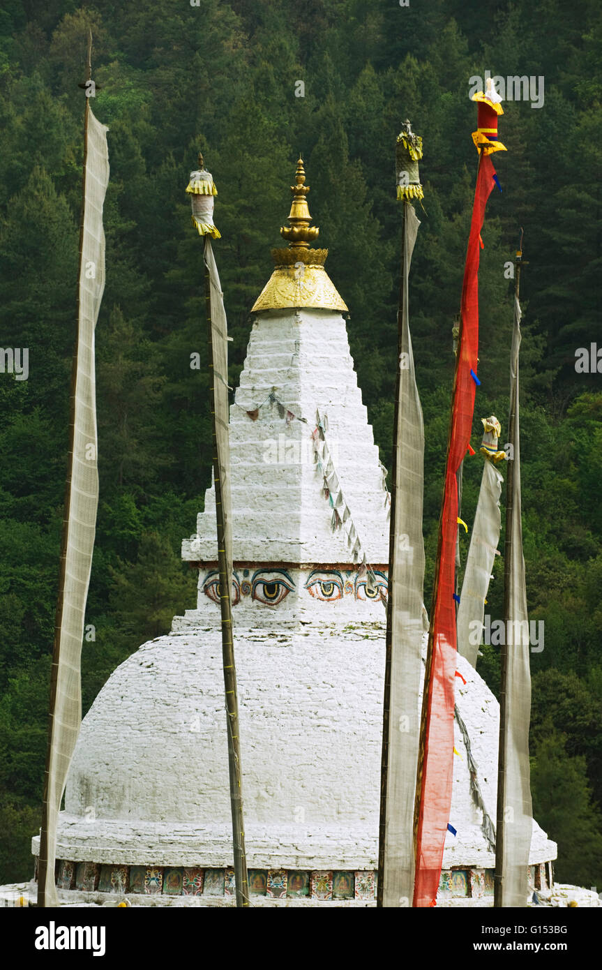 Nepalese-style Buddhist Chorten or Stupa, Chedebji Valley, central BHUTAN Stock Photo