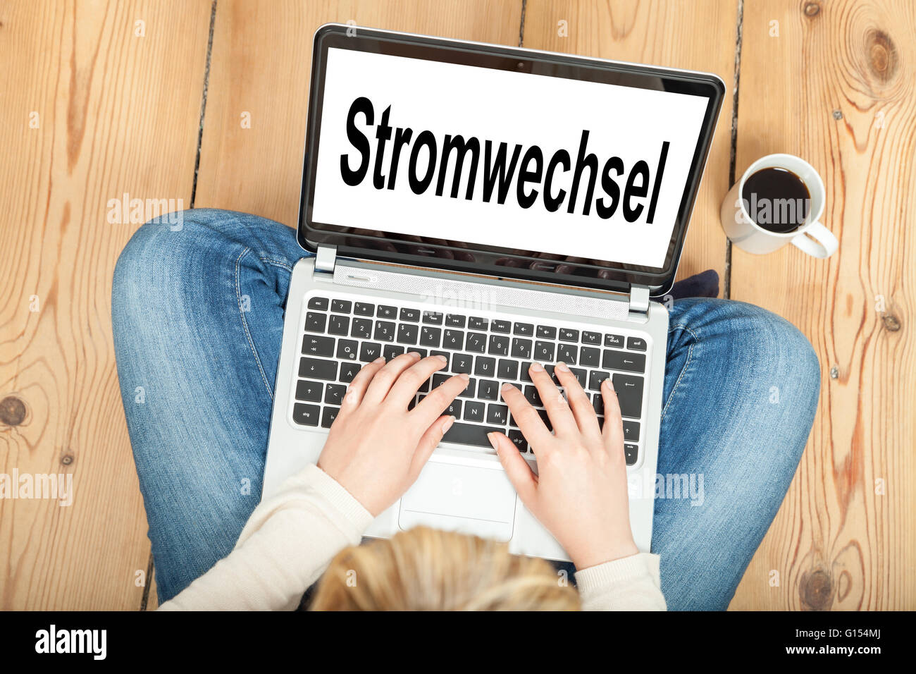 Electricity power provier change (in german) Stock Photo