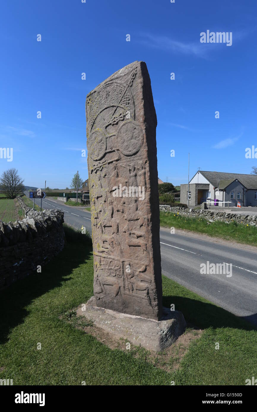 Carved pictish standing stone Aberlemno Scotland  May 2016 Stock Photo