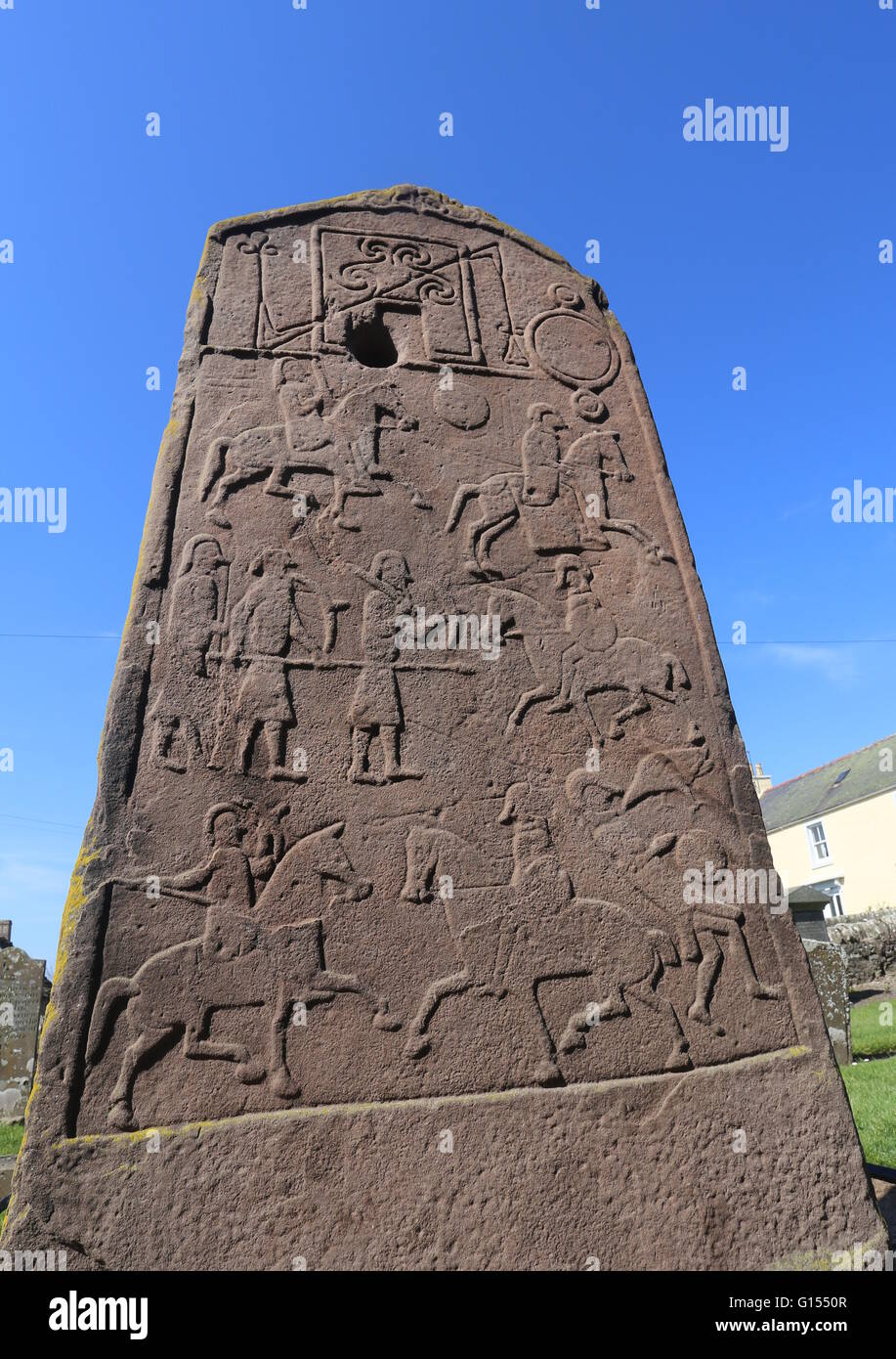 Carved pictish stone Aberlemno church yard Scotland  May 2016 Stock Photo