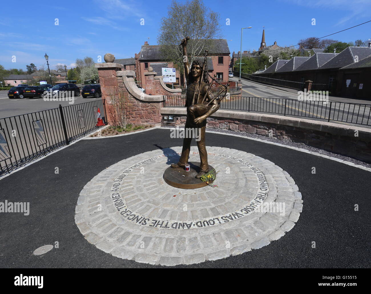 Life sized statue of AC/DC singer Bon Scott in Kirriemuir Scotland May ...