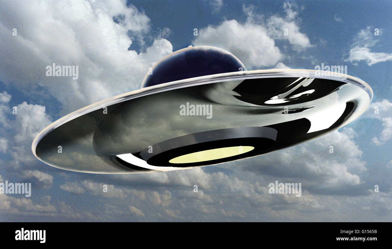 Illustration of a Flying Saucer or Unidentified Flying Object (UFO). Stock Photo