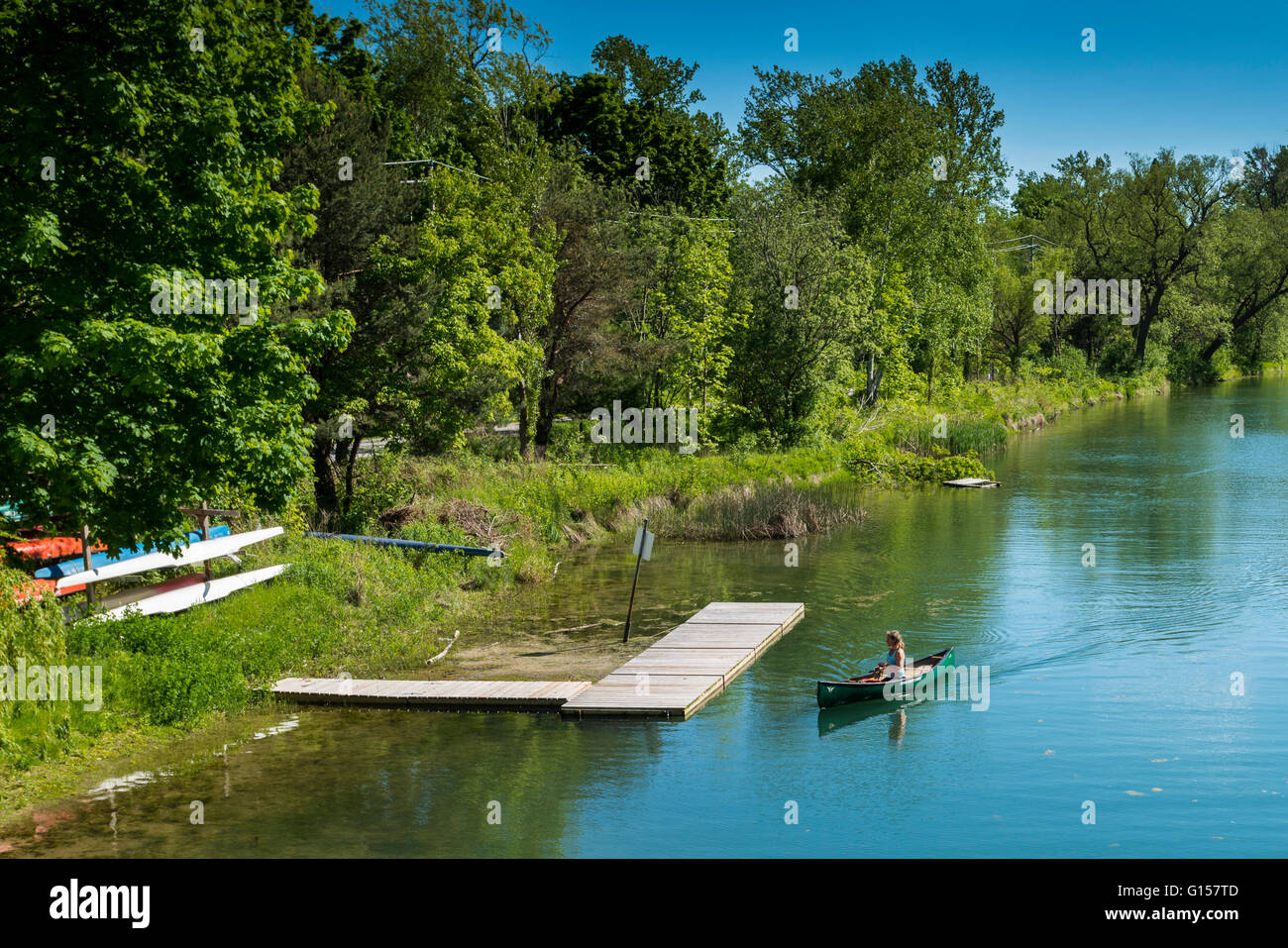 Waterway near Ward's Island, Toronto Island Park, Toronto, Ontario, Canada. Stock Photo