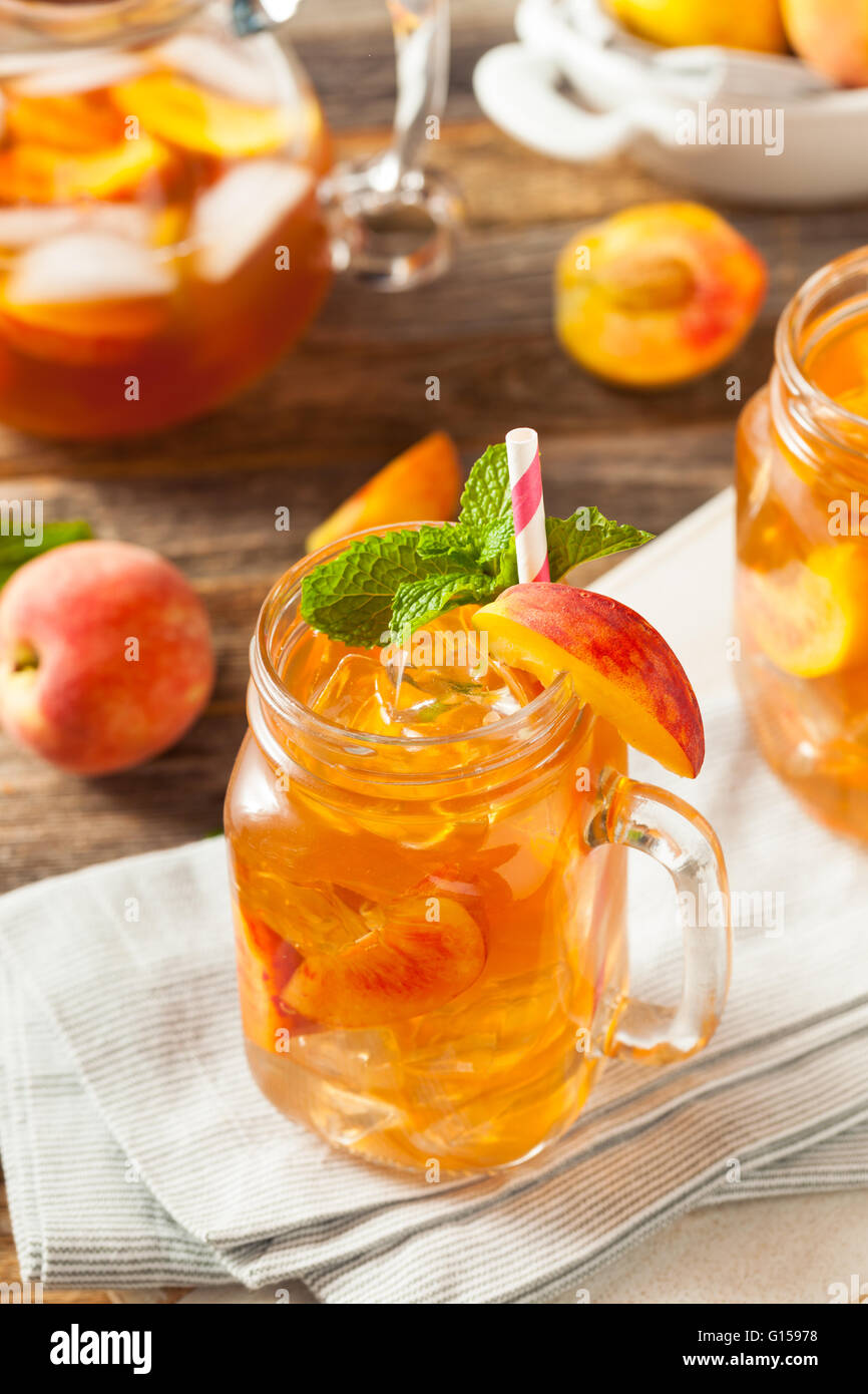 Fresh Homemade Peach Sweet Tea with Mint Stock Photo - Alamy