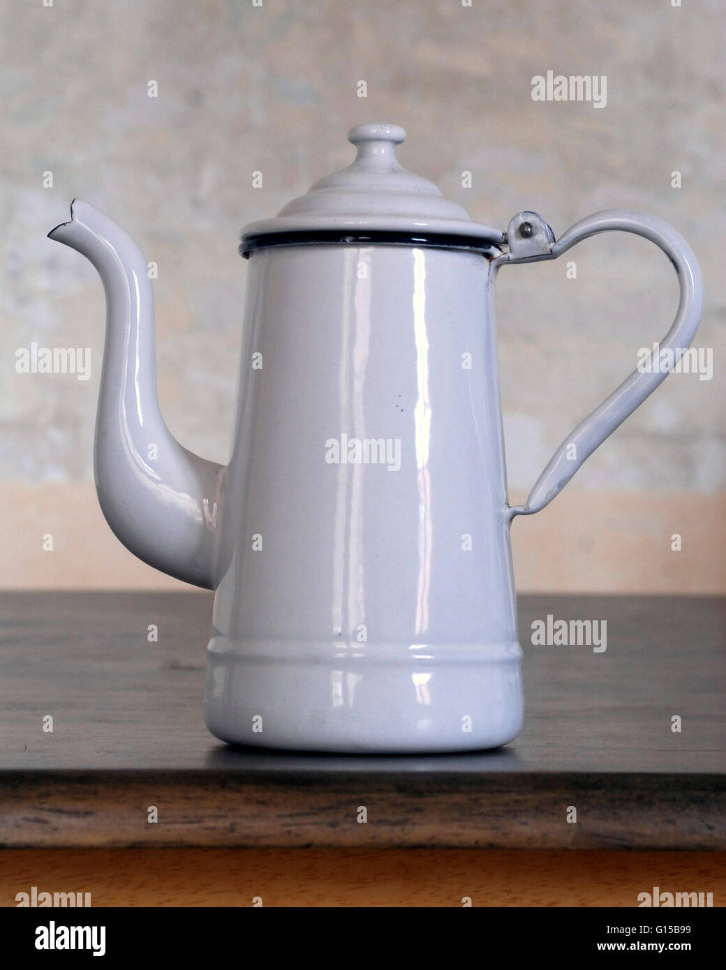enameled teapot pitcher white large vintage decoration kitchen enamel