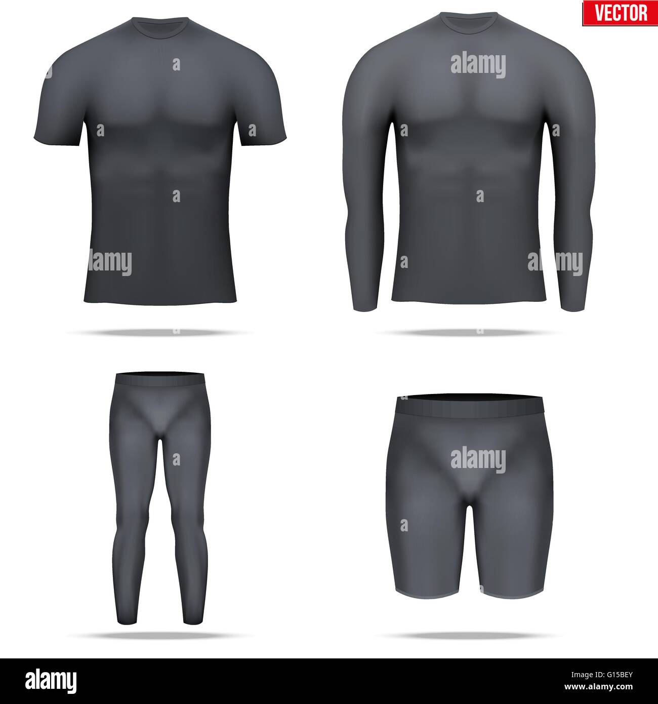 Under layer compression shirt with long sleeve of thermo fabric Stock Vector