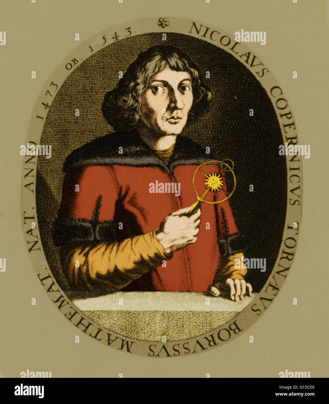 Nicolaus Copernicus (February 19, 1473 - May 24, 1543) was a Polish Renaissance mathematician and astronomer, of a Prussian descent, who formulated a model of the universe that placed the Sun rather than the Earth at the center of the universe. This syste Stock Photo