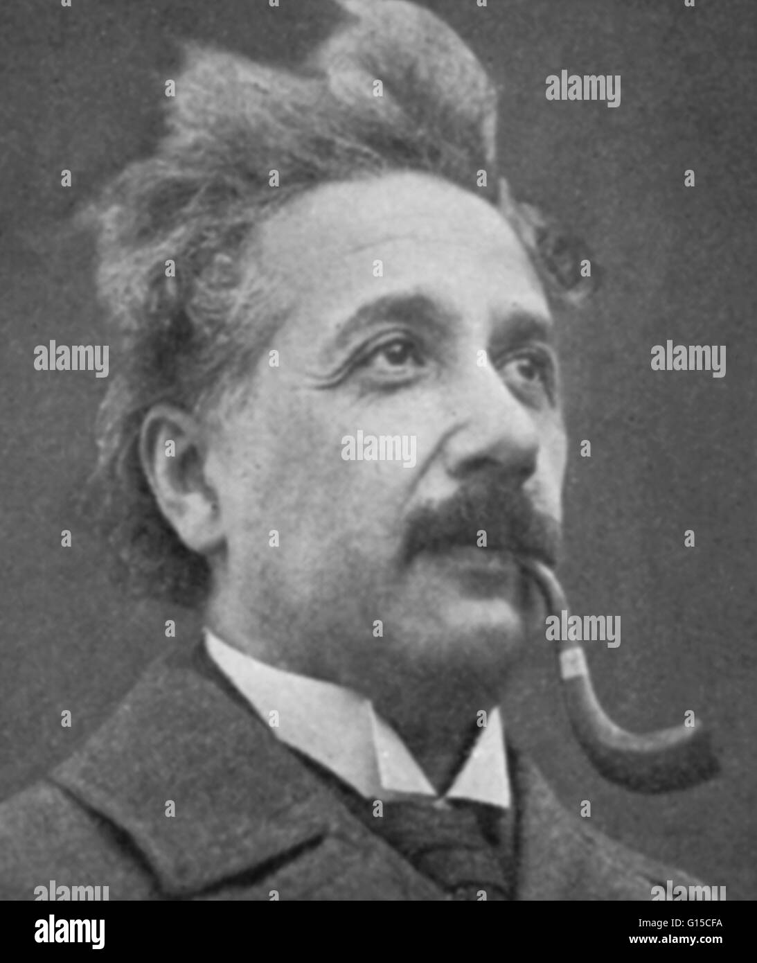 Albert Einstein (March 14, 1879 - April 18, 1955) was a German-born theoretical physicist who developed the general theory of relativity, effecting a revolution in physics. Einstein is often regarded as the father of modern physics and the most influentia Stock Photo