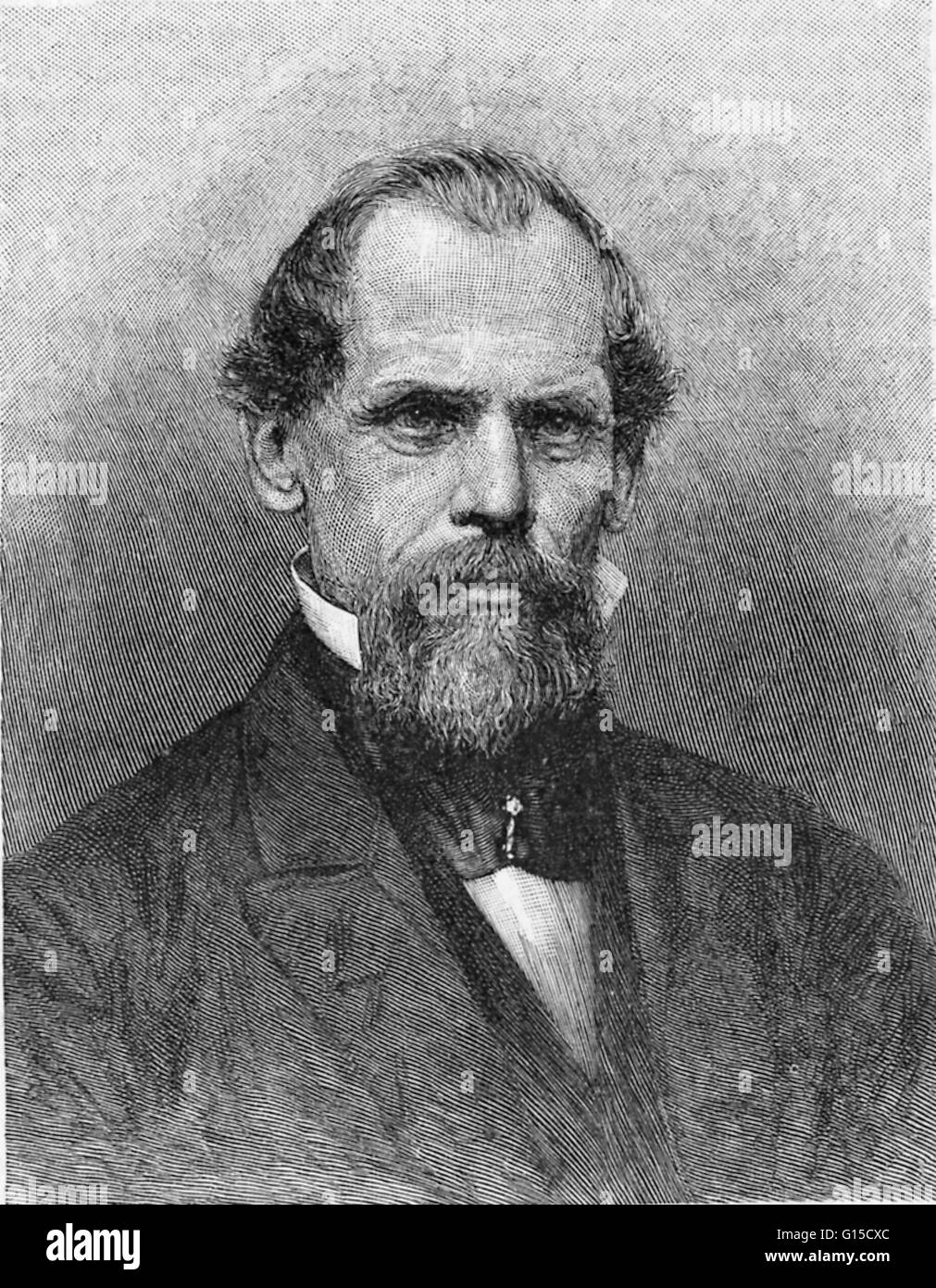 John Augustus Roebling (June 12, 1806 - July 22, 1869) was a German-born American civil engineer. He designed and built wire rope suspension bridges, in particular the Brooklyn Bridge, which has been designated as a National Historic Landmark and a Nation Stock Photo