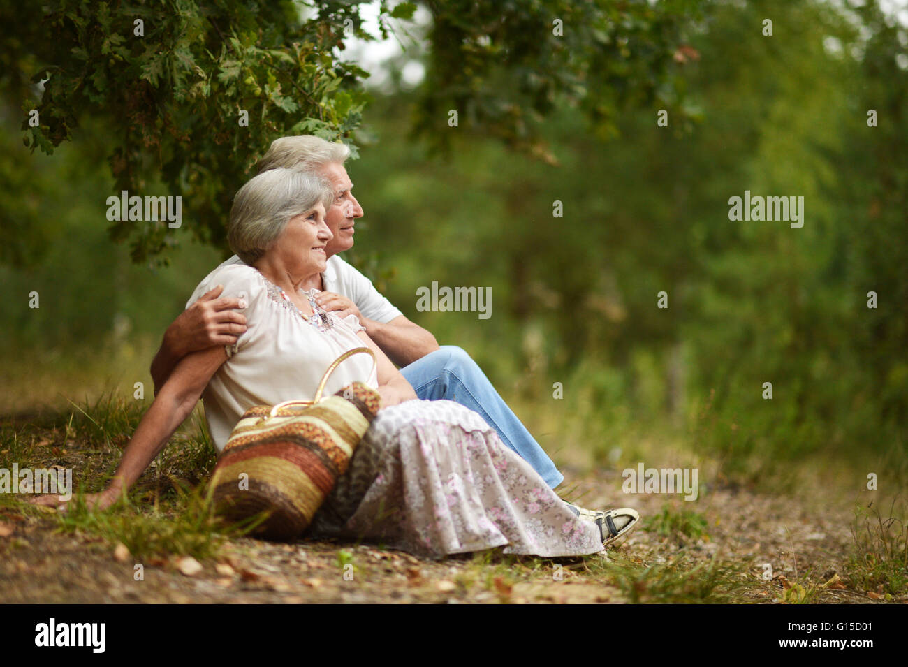 couple in summer park Stock Photo - Alamy