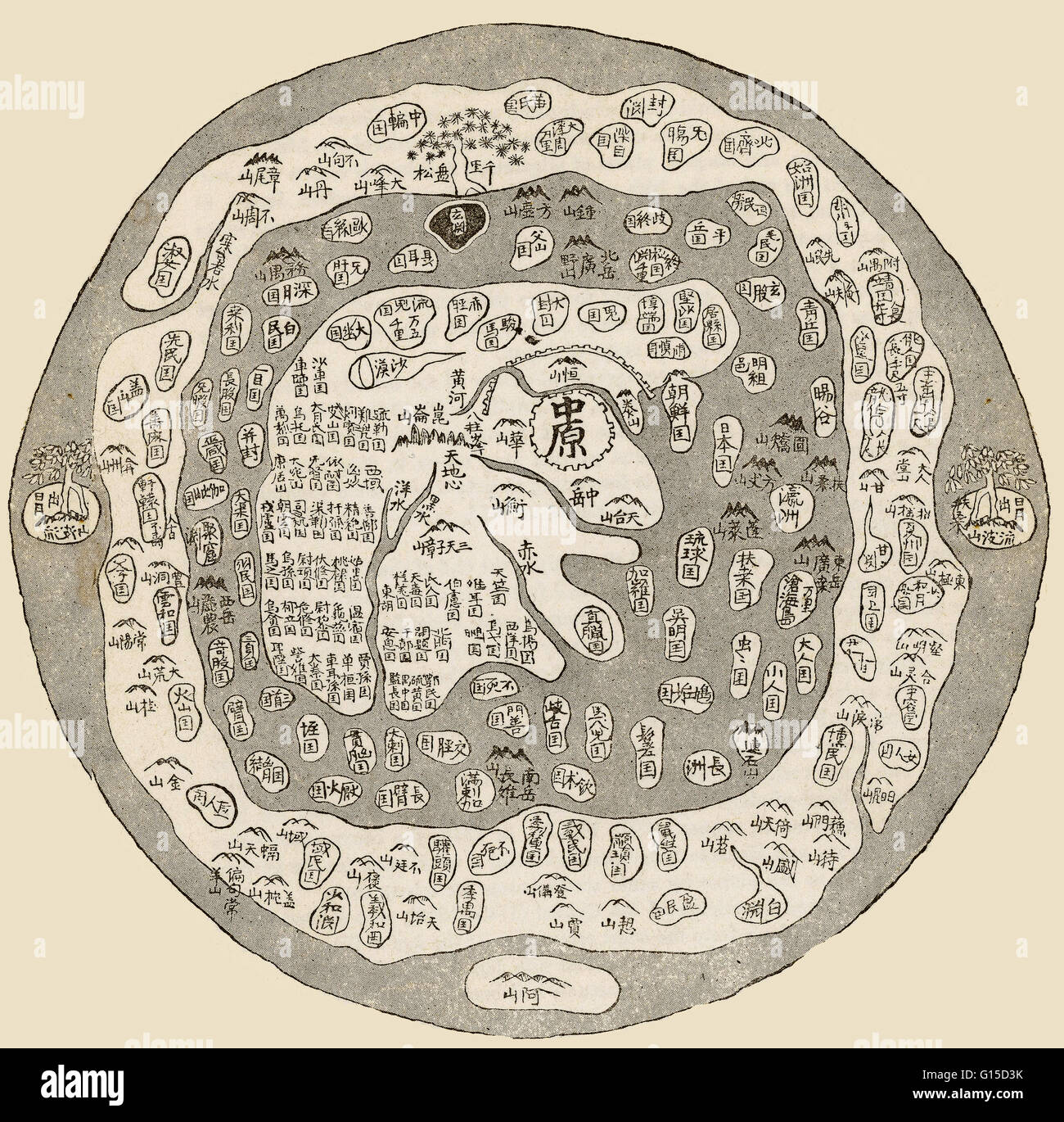 Korean world map, 17th-18th century. Stock Photo