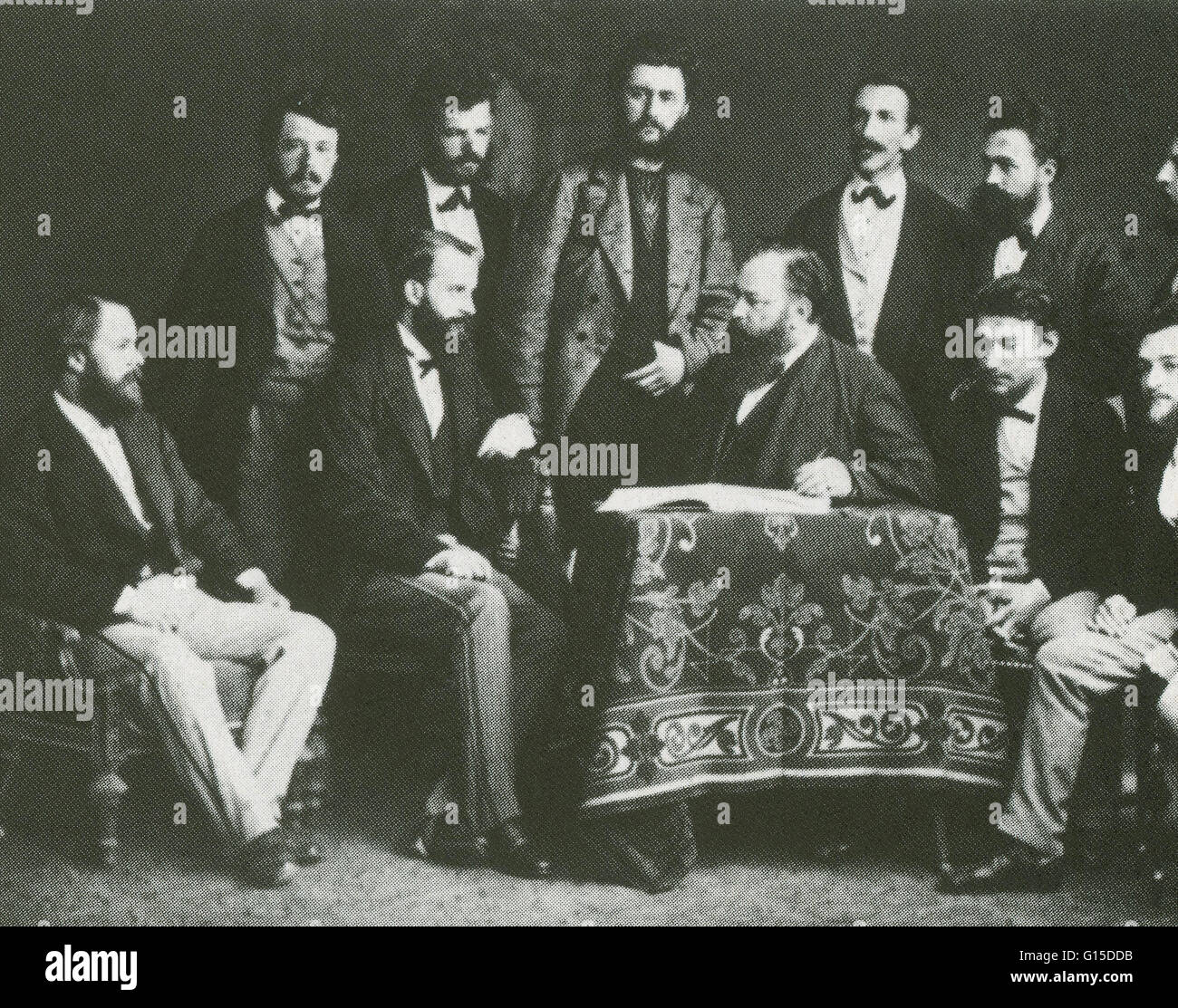 Undated photograph of Billroth with his ten assistants. Christian Albert Theodor Billroth (April 26, 1829 - February 6, 1894) was a Prussian-born Austrian surgeon and amateur musician. As a surgeon, he is generally regarded as the founding father of moder Stock Photo