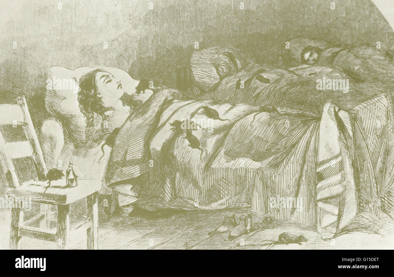 Engraving from Harper's Weekly (1860) showing conditions in Bellevue Hospital, New York. Museum of the City of New York. Stock Photo