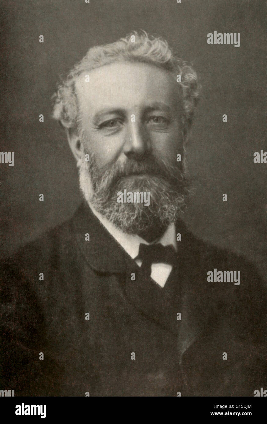 Jules Gabriel Verne (1828-1905) was a French author who pioneered the science fiction genre. He is best known for his novels Twenty Thousand Leagues Under the Sea (1870), A Journey to the Center of the Earth (1864), and Around the World in Eighty Days (18 Stock Photo