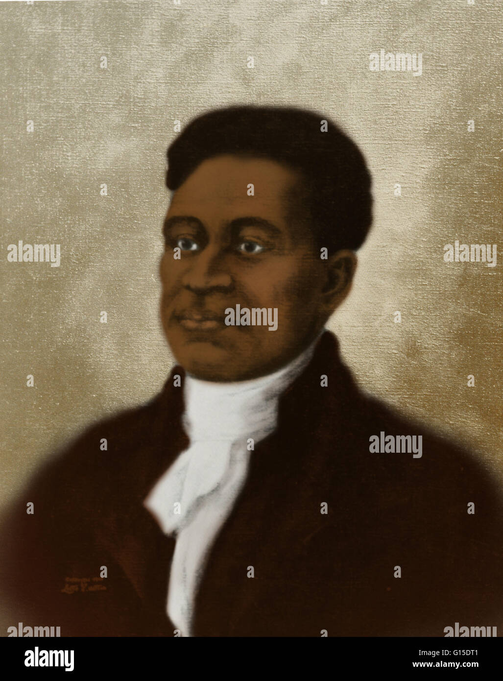 Crispus Attucks (1723 - March 5, 1770) may have been an American slave or freeman, merchant seaman and dockworker of Wampanoag and African descent. His father was an African-born slave and his mother a Natick Indian. He was the first casualty of the Bosto Stock Photo