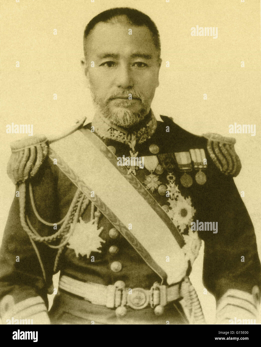 Admiral Togo, Commander-in-Chief of the Imperial Japanese Fleet, 1904-5. A master of all the naval warfare skills, including attention to training and administration, Togo was a uniformly successful commander and ranks with the best admirals of all time. Stock Photo