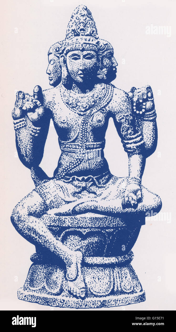 Brahma is the Hindu god (deva) of creation and one of the Trimurti, the others being Vishnu and Shiva. According to the Brahma Purana, he is the father of Manu, and from Manu all human beings are descended. In the Ramayana and the Mahabharata, he is often Stock Photo