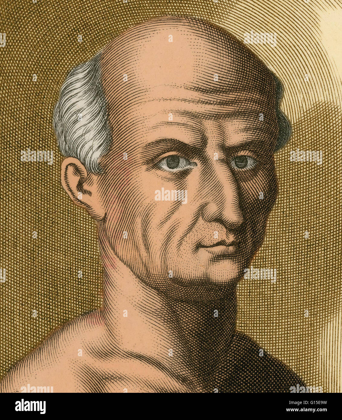 Marcus Tullius Cicero, 106-43 BC, was a Roman philosopher, statesman, lawyer, political theorist, Roman constitutionalist and is widely considered one of Rome's greatest orators and prose stylists. He introduced the Romans to the chief schools of Greek ph Stock Photo