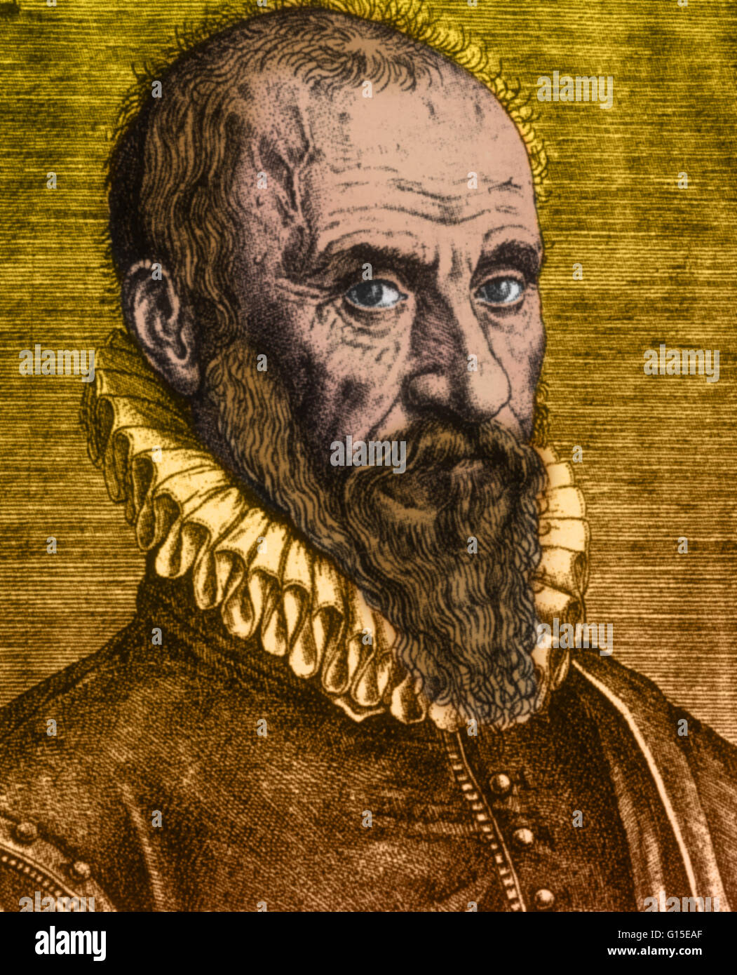 Ambroise Paré (1510-1590) was a French surgeon, anatomist and inventor. He was royal surgeon for kings Henry II, Francis II, Charles IX and Henry III and is considered one of the fathers of surgery and modern forensic pathology. He was a leader in surgica Stock Photo
