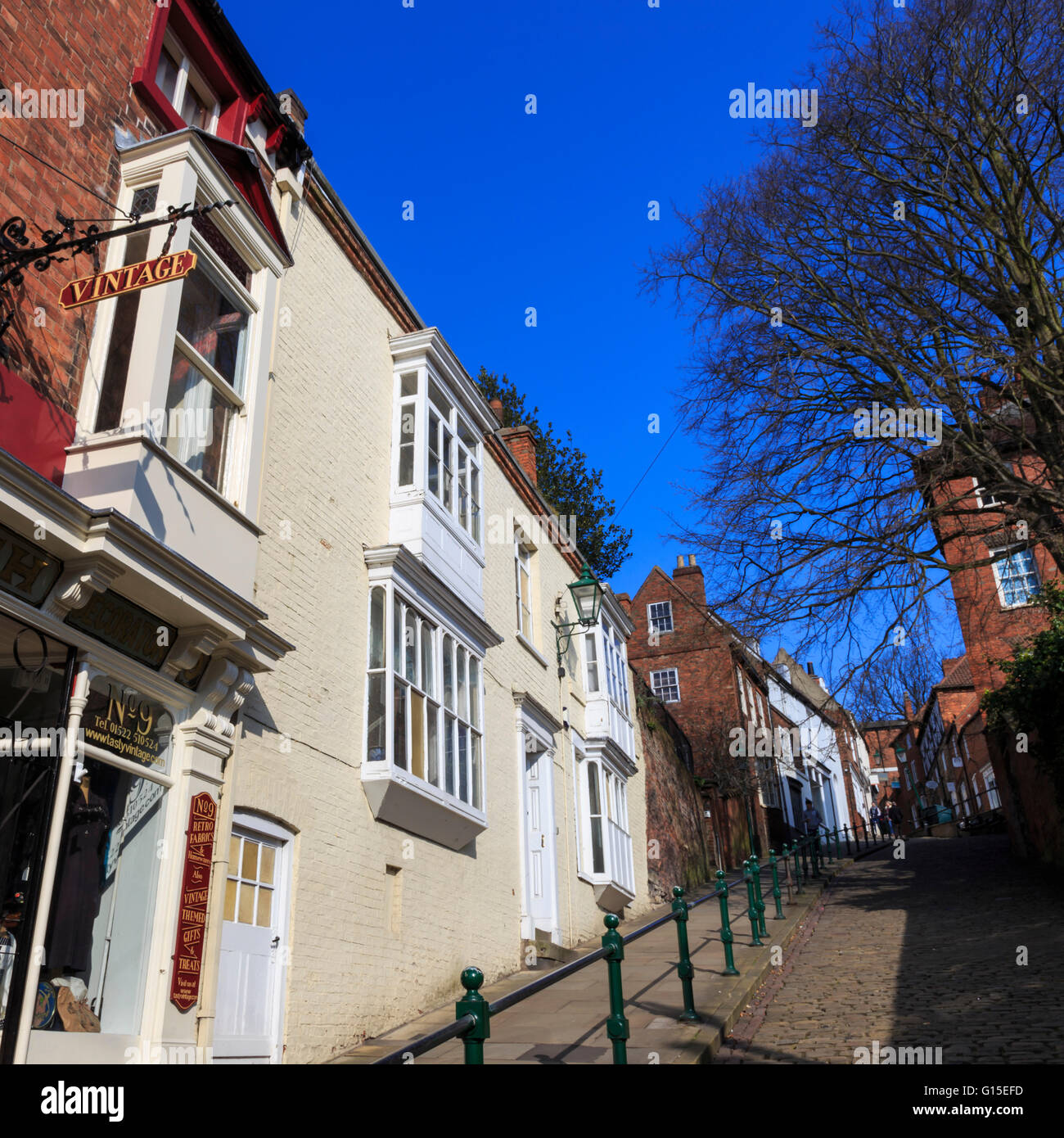 Historic buildings line cobbled Steep Hill, voted Britain's Great
