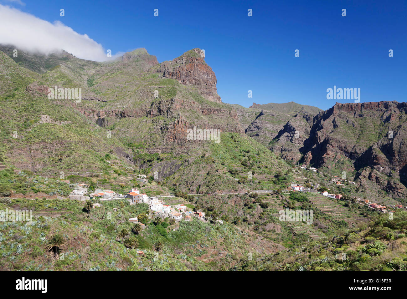 Mountain village Masca, Teno Mountains, Tenerife, Canary Islands, Spain, Europe Stock Photo